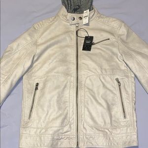 Cream/grey faux leather express jacket